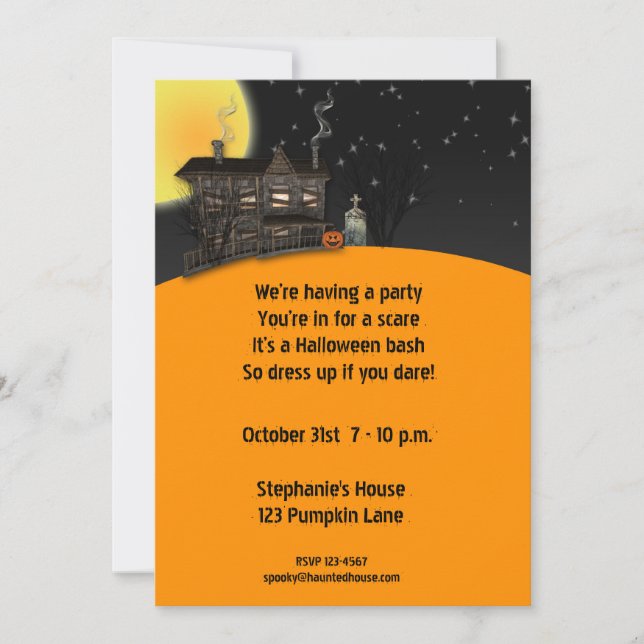 Haunted House Halloween Invitation (Front)