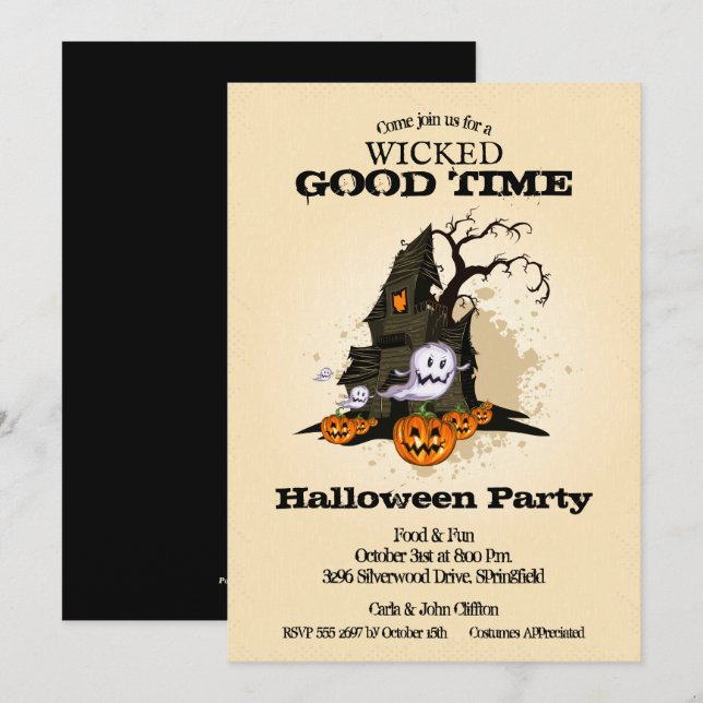 Haunted House Halloween Invitations (Front/Back)
