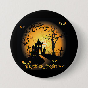 Haunted House Halloween Large, 3 Inch Round Button