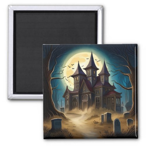 Haunted House Halloween Magnet