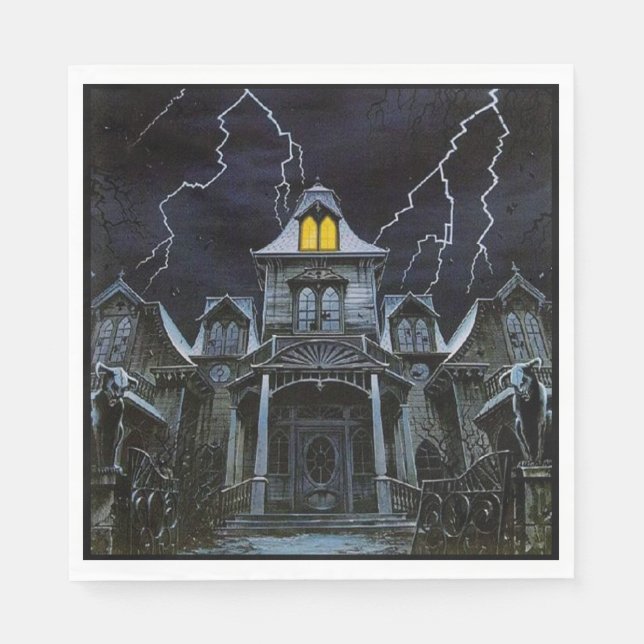 Haunted House Halloween Napkins (Front)