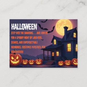 Haunted House Halloween Night Scene Business Card