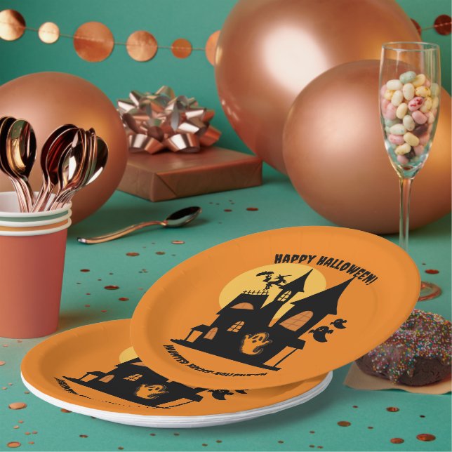 Haunted House Halloween Paper Plate (Multi)