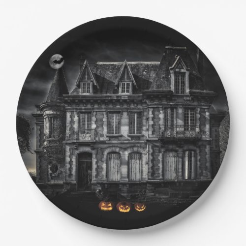 Haunted House Halloween Paper Plates