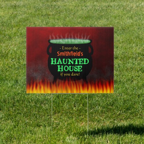 Haunted House Halloween Party  Boiling Cauldron Sign