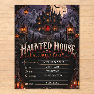 Haunted House Halloween Party Gothic Horror Acrylic Enclosure Card