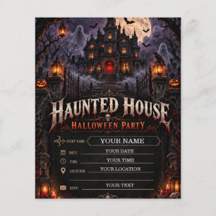 Haunted House Halloween Party Gothic Horror Flyer