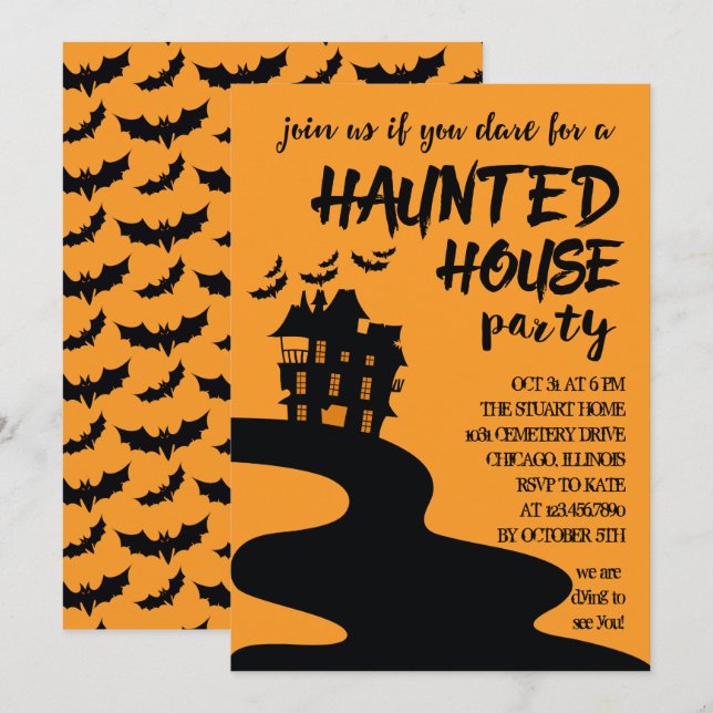 Haunted House Halloween Party Invitation (Front/Back)