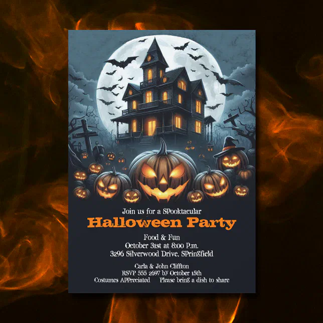 Haunted House Halloween Party Invitation | Zazzle