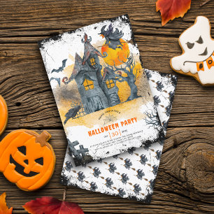 Haunted house Halloween party invitation