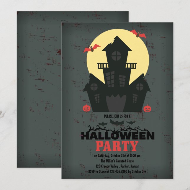 Haunted House Halloween Party Invitation (Front/Back)