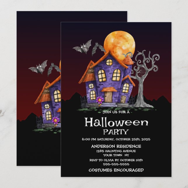 Haunted House Halloween Party Invitation (Front/Back)