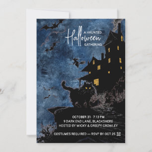 Haunted House Halloween Party Invitation – Blue