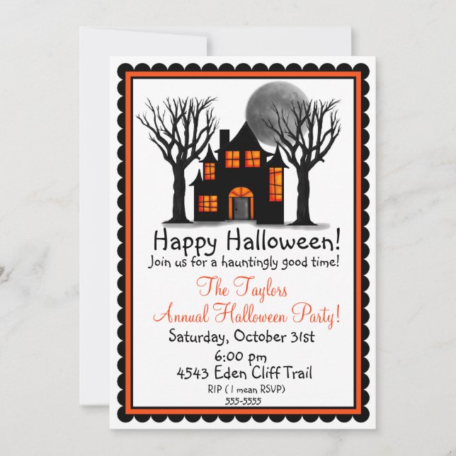 Haunted House Halloween Party Invitations (Front)