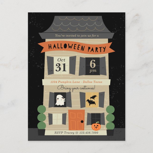 Haunted House Halloween Party Invite (Front)