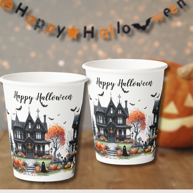 Haunted House Halloween Party Paper Cups (Haunted House Halloween Party Paper Cups)