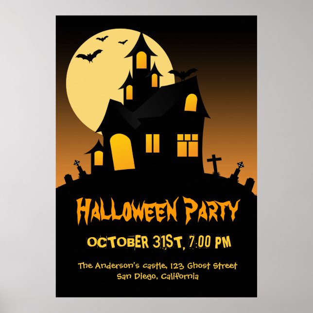 Haunted House Halloween Party Poster (Front)