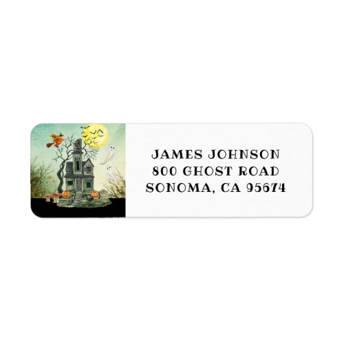 Haunted House Halloween Party Return Address Label
