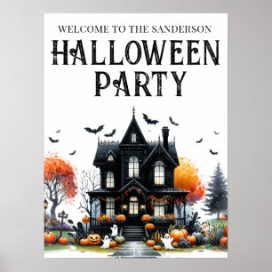 Haunted House Halloween Party Sign