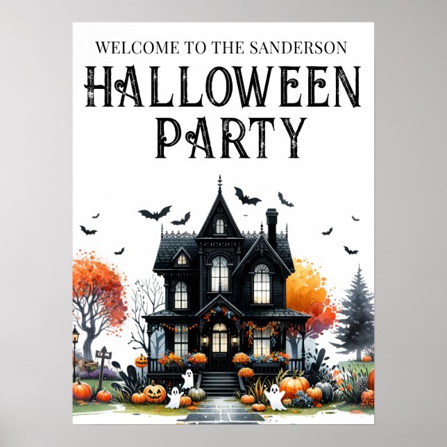 Haunted House Halloween Party Sign (Front)