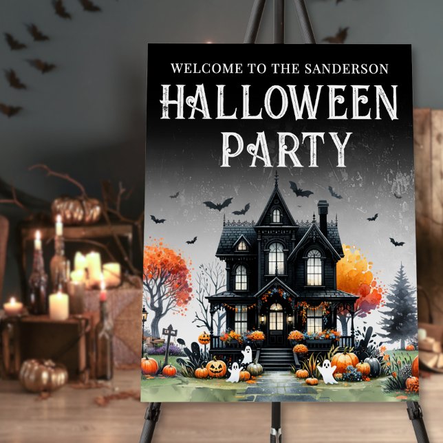 Haunted House Halloween Party Sign (Adult Haunted House Halloween Party Sign)