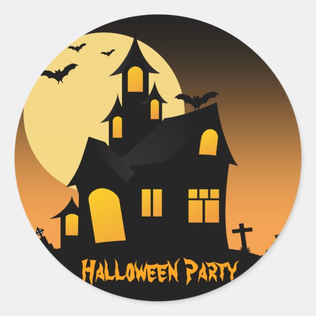 Haunted House Halloween Party Sticker (Front)