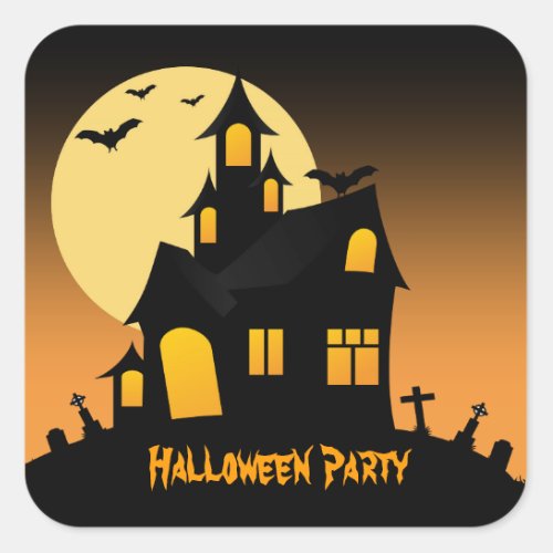 Haunted House Halloween Party Sticker
