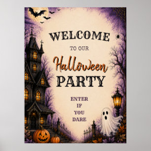 Haunted House Halloween Party Welcome Sign
