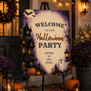 Haunted House Halloween Party Welcome Sign