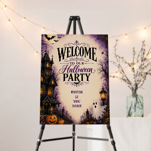 Haunted House Halloween Party Welcome Sign