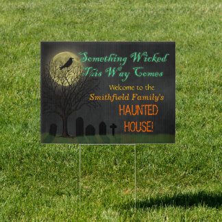 Haunted House Halloween Party | Wicked Crow Moon Yard Sign