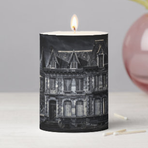 Haunted House Halloween Pillar Candle