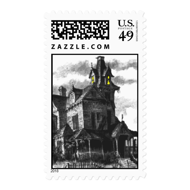 Haunted House Halloween Postage Stamp