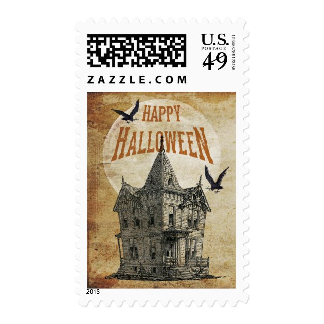 Haunted House Halloween Postage Stamp II