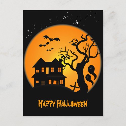 Haunted House Halloween Postcard