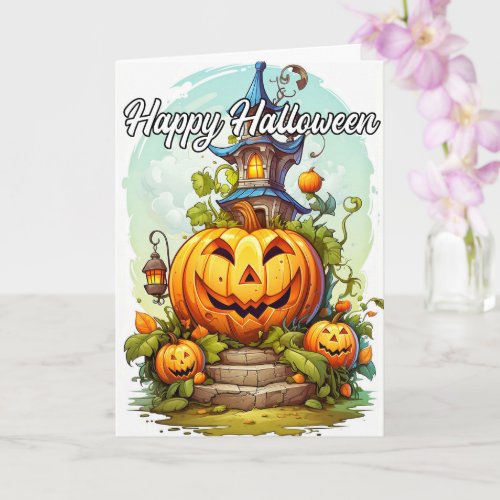 Haunted House  Halloween Pumpkin Card