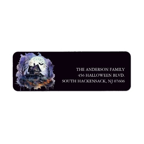 Haunted House Halloween Return Address Label