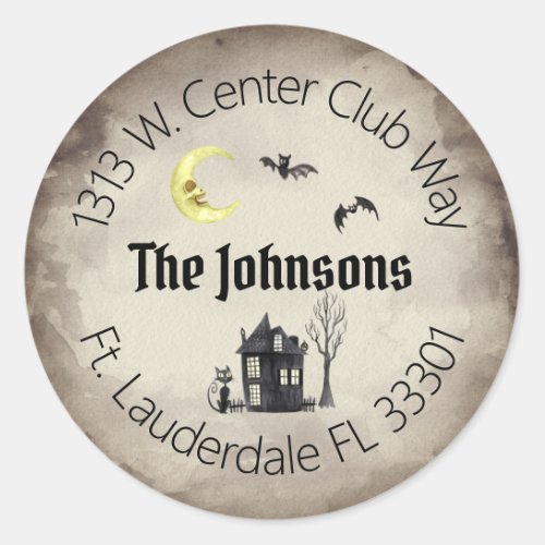 Haunted House Halloween Return Address Labels