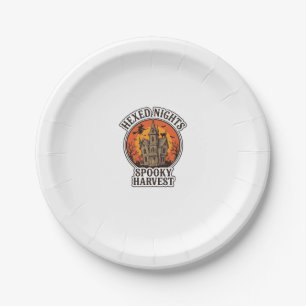 Haunted House Halloween Shirt Vintage Engraving De Paper Plates