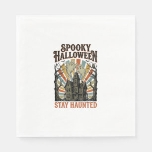Haunted House Halloween Shirt with Vintage Ghost P Napkins