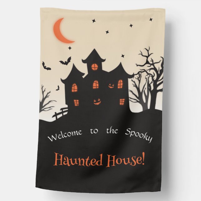 Haunted House Halloween Silhouet Foam Boards Flag (Front)