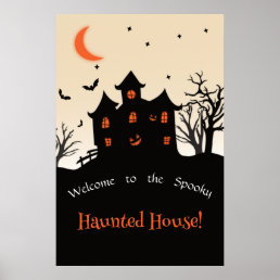 Haunted House Halloween Silhouet Foam Boards Poster