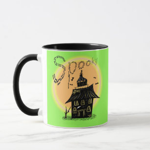 Haunted House Halloween Spooky Neon  Mug