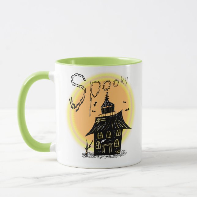 Haunted House Halloween Spooky Neon  Mug (Left)