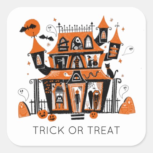 Haunted House halloween Square Sticker