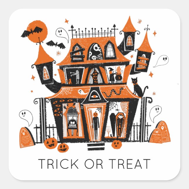 Haunted House halloween Square Sticker (Front)