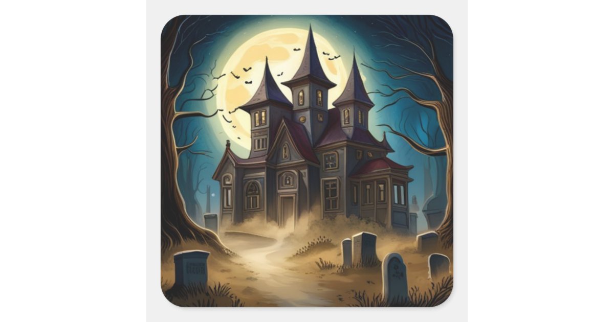Haunted House Halloween Stickers | Zazzle