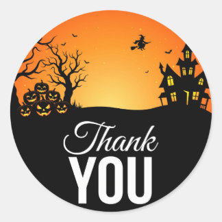 Haunted House Halloween Thank You Round Sticker