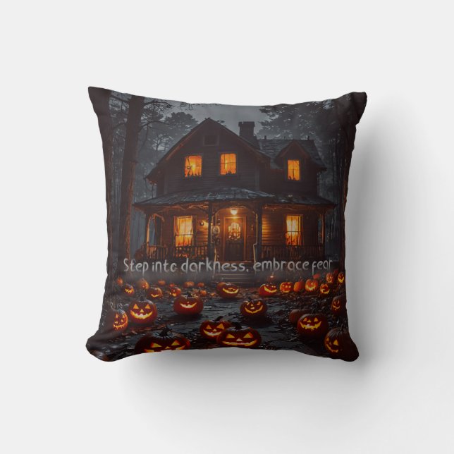 Haunted House - Halloween Throw Pillow (Front)