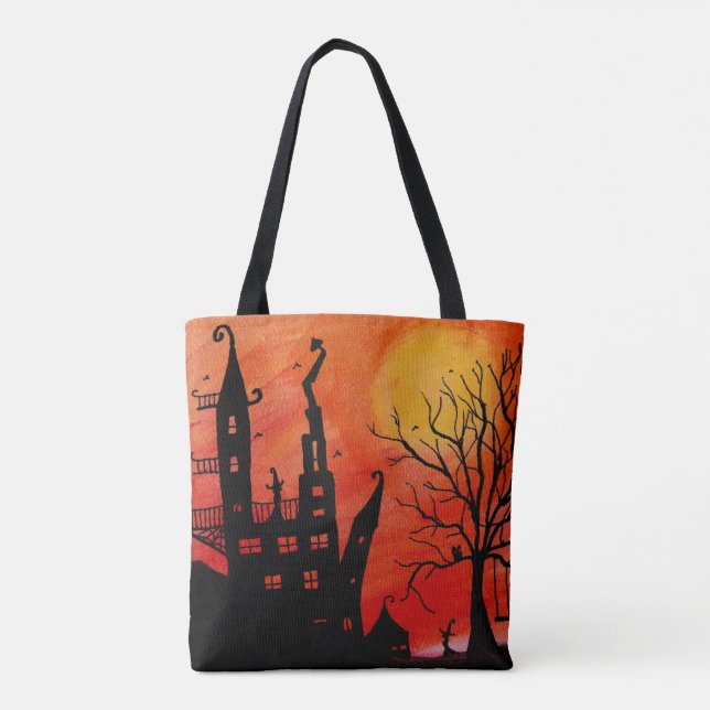 Haunted House Halloween Tote Bag (Back)